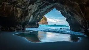 Coastal Cave Entrance Waves Tide Pool