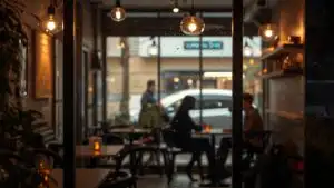 Coffee Shop Window View Scene