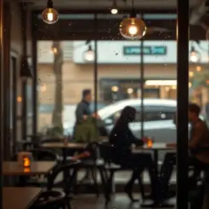 Coffee Shop Window View Scene