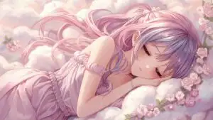 Cute Girl Sleeping On Cloud Pillow