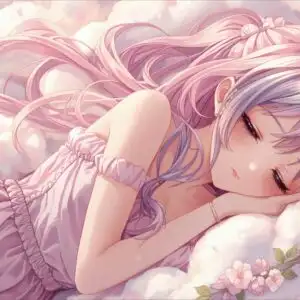 Cute Girl Sleeping On Cloud Pillow