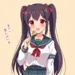 Cute Highschool Girl Eating Pocky