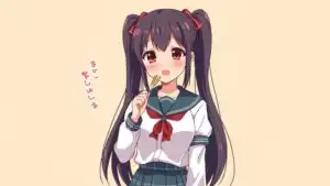 Cute Highschool Girl Eating Pocky