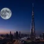 Dubai Burj Khalifa Full Moon Night