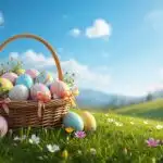 Easter Eggs Basket Green Grass Spring