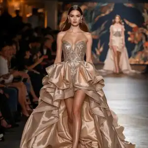 Fashion Model Walking Runway Dress