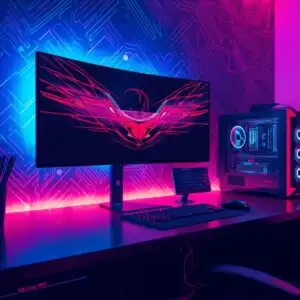 Gamer Desk With Wall-Mounted Monitor