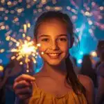 Girl Holding Sparkler Firework Night