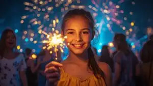 Girl Holding Sparkler Firework Night