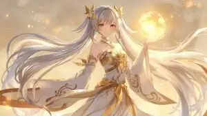 Golden Spirit Girl Holding Light Orb