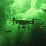 Hazard Drone Swarming Toxic Green Cloud