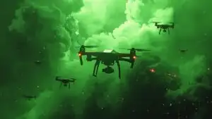 Hazard Drone Swarming Toxic Green Cloud
