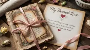 Love Letters on Old Paper Image