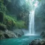 Lush Rainforest Waterfall Cascade