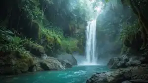 Lush Rainforest Waterfall Cascade