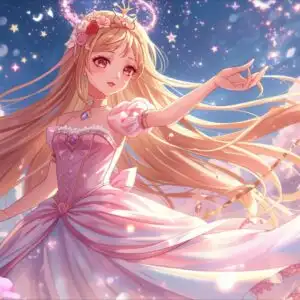 Magical Princess Girl Casting Star Spells
