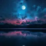 Moonlight Night Sky Calm Lake Scenery