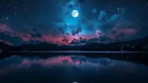 Moonlight Night Sky Calm Lake Scenery