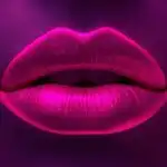 Neon Pink Lips Kiss Art