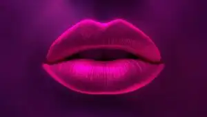 Neon Pink Lips Kiss Art