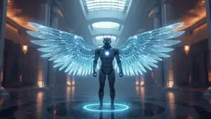 Nexus Android With Hologram Wings in Atrium