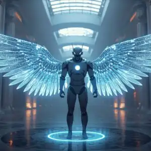 Nexus Android With Hologram Wings in Atrium