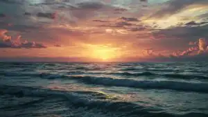 Ocean Horizon Sunset Cloud Layers Epic Vast View