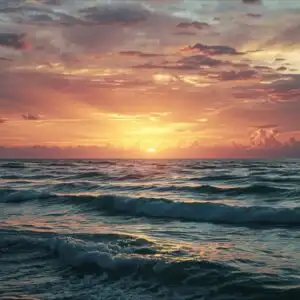 Ocean Horizon Sunset Cloud Layers Epic Vast View