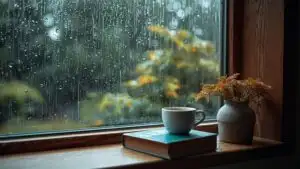 Rainy Day Coffee Book Window