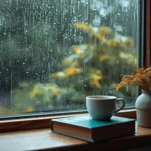 Rainy Day Coffee Book Window