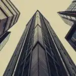 Retro Skyscraper Design Perspective Geometric Modern