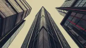 Retro Skyscraper Design Perspective Geometric Modern