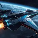 Sci-Fi Spaceship Launching from Platform