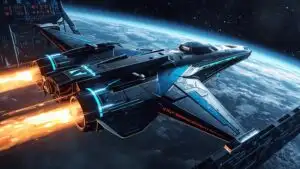 Sci-Fi Spaceship Launching from Platform