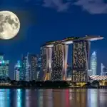 Singapore Marina Bay Full Moon View