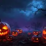 Spooky Halloween Pumpkins Glowing Night