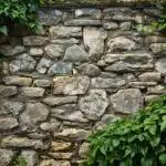 Stone Wall Overgrown Ivy Rustic Texture