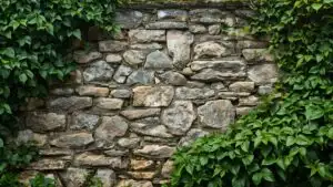Stone Wall Overgrown Ivy Rustic Texture