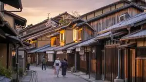 Sunset Over Kyoto Traditional Street