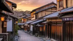 Sunset Over Traditional Kyoto Street