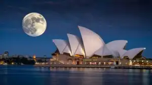 Sydney Opera House Full Moon Night