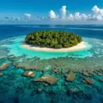 Tropical Island Aerial View Reef
