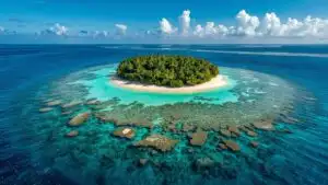 Tropical Island Aerial View Reef