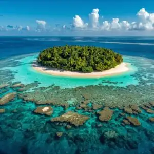 Tropical Island Aerial View Reef