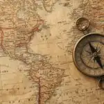 Vintage Map Compass Travel Navigation Old Paper