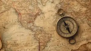 Vintage Map Compass Travel Navigation Old Paper