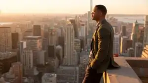 Will Smith Looking at the City From a Rooftop