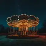 Abandoned Carousel at Night