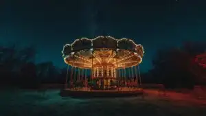 Abandoned Carousel at Night