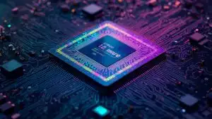 Abstract Colorful Microchip CPU Detail